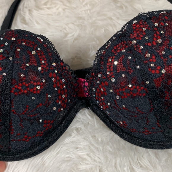 La SENZA Beyond Sexy Black & Red Rhinestone Bra 32B - Picture 3 of 10